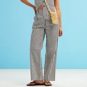 4th & Reckless tailored straight leg pants in brown stripe NWT